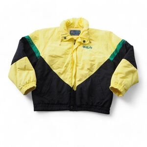 Fila Magic Line Vintage 80s Made in Italy Zip Jacket Yellow/Black/Green Men's L